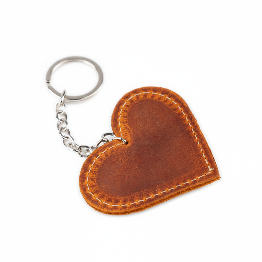 DEFF Design Premium Deri Kalp Anahtarlık