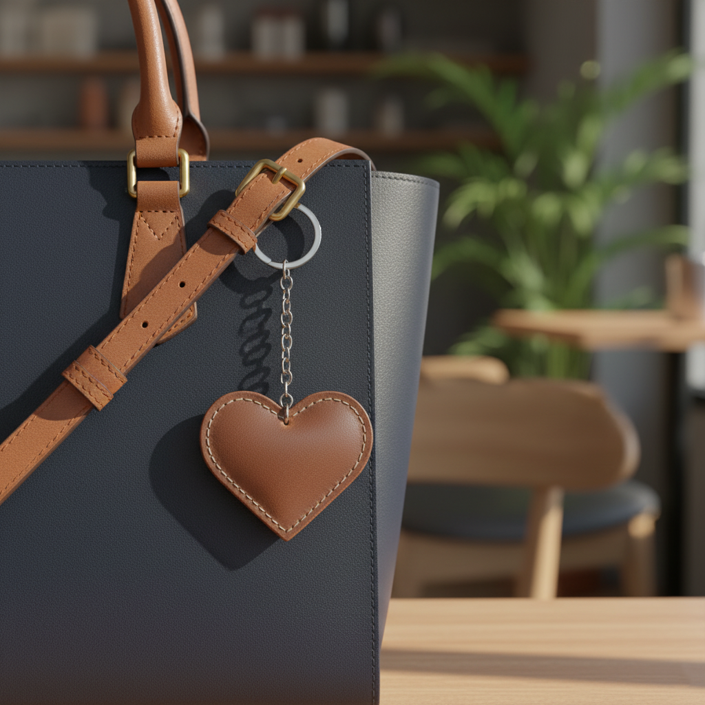 DEFF Design Premium Deri Kalp Anahtarlık