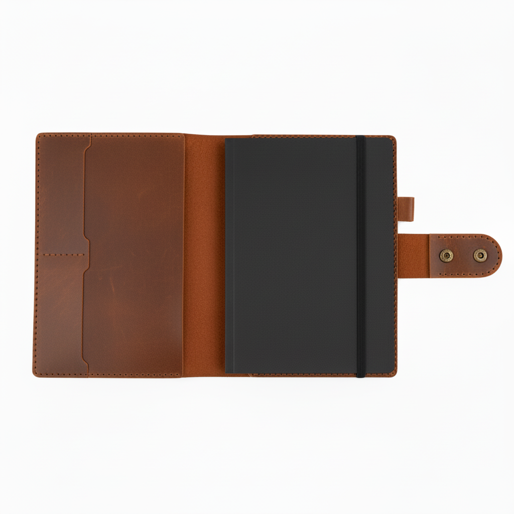 DEFF Design Premium Deri Çıtçıtlı A5 Defter Kılıfı