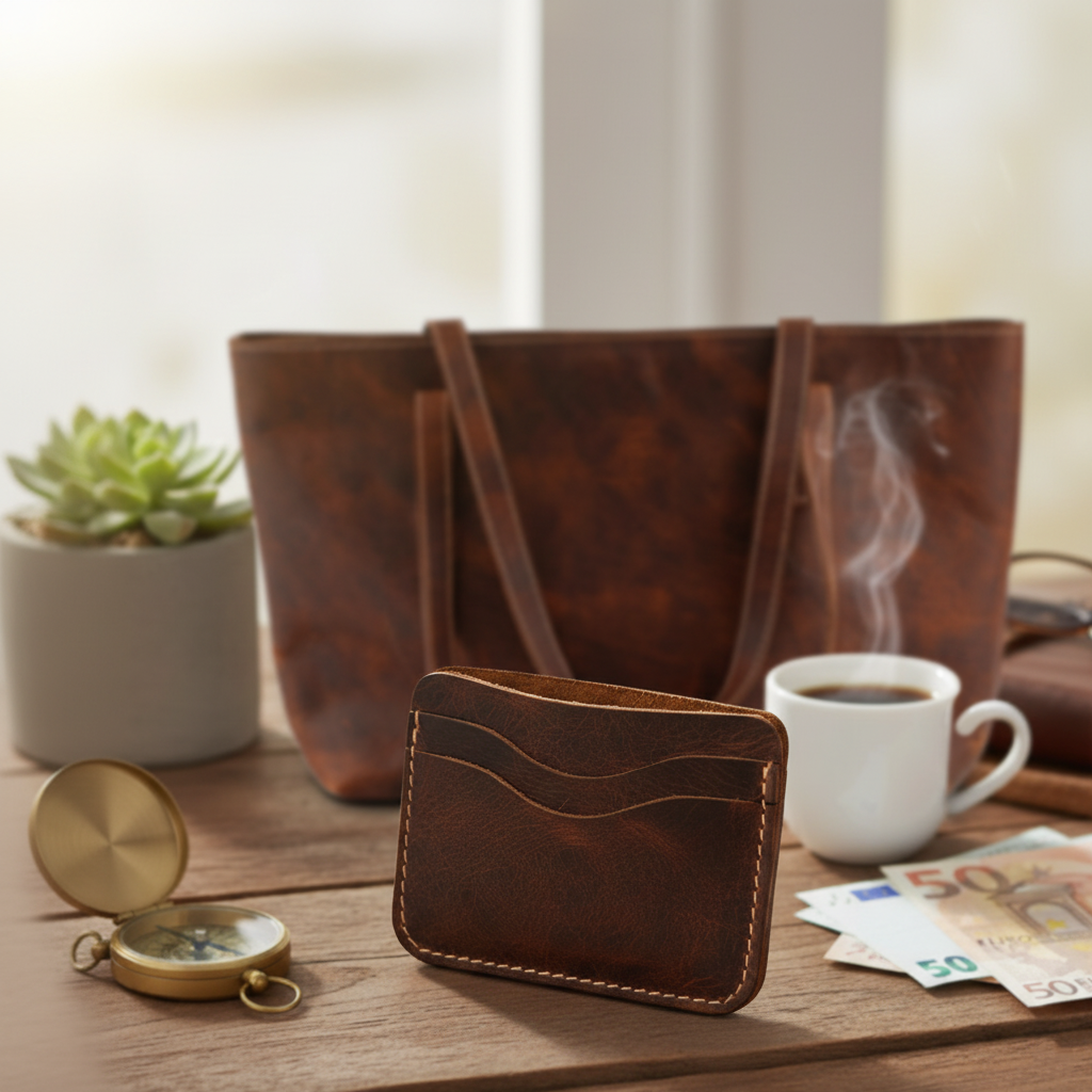 DEFF Design Premium Deri Dalgalı Kesim Kartlık