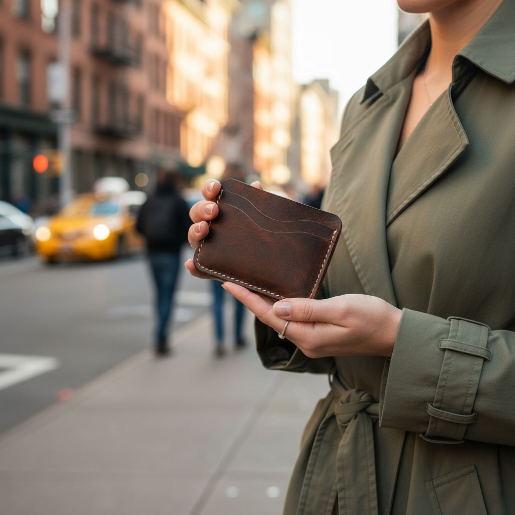 DEFF Design Premium Deri Dalgalı Kesim Kartlık