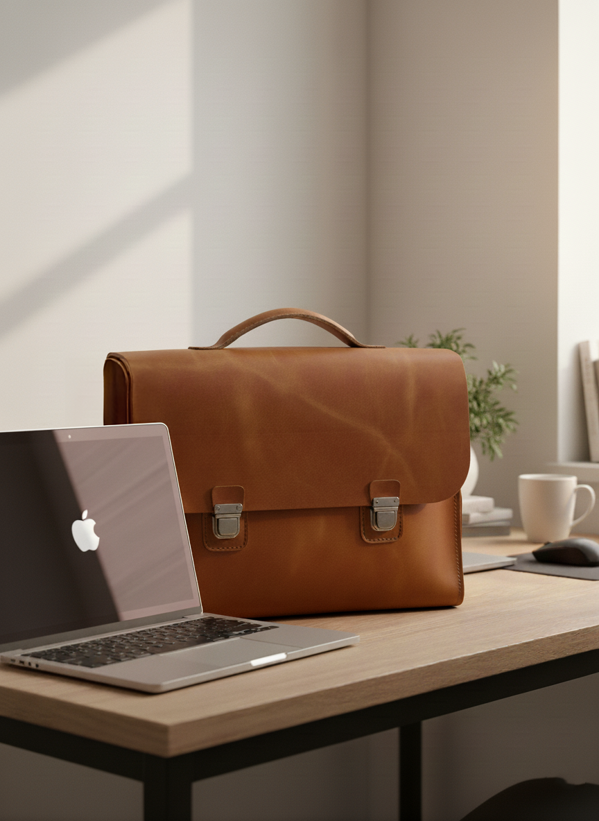 DEFF Design Premium Deri Evrak ve Laptop Çantası