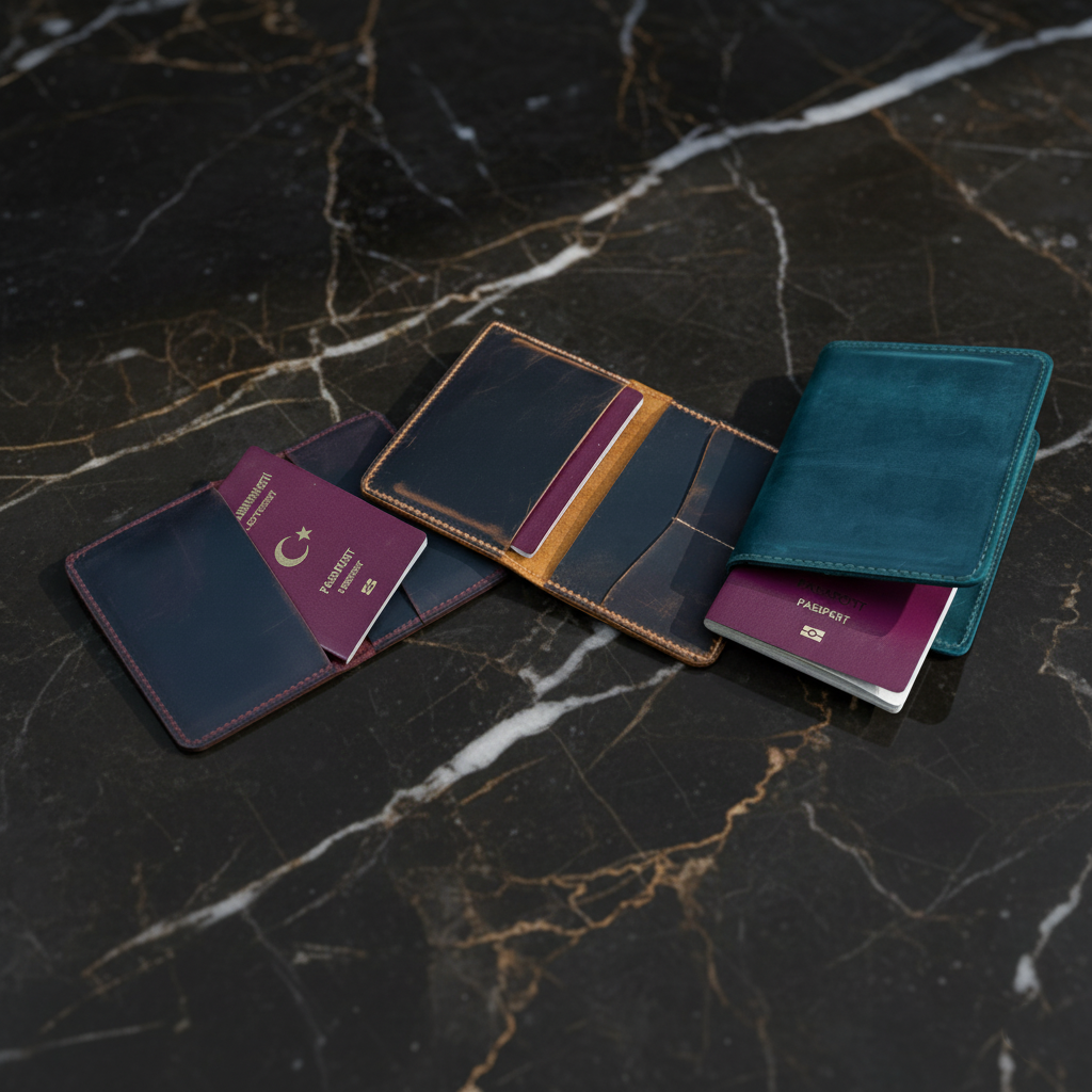 DEFF Design Premium Deri Pasaport Kılıfı