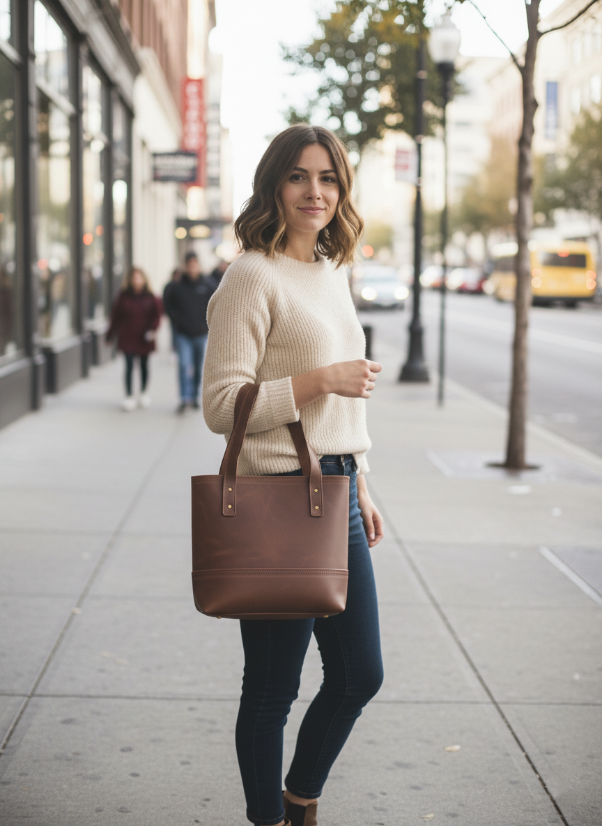 DEFF Design Premium Deri Tote Omuz Çantası