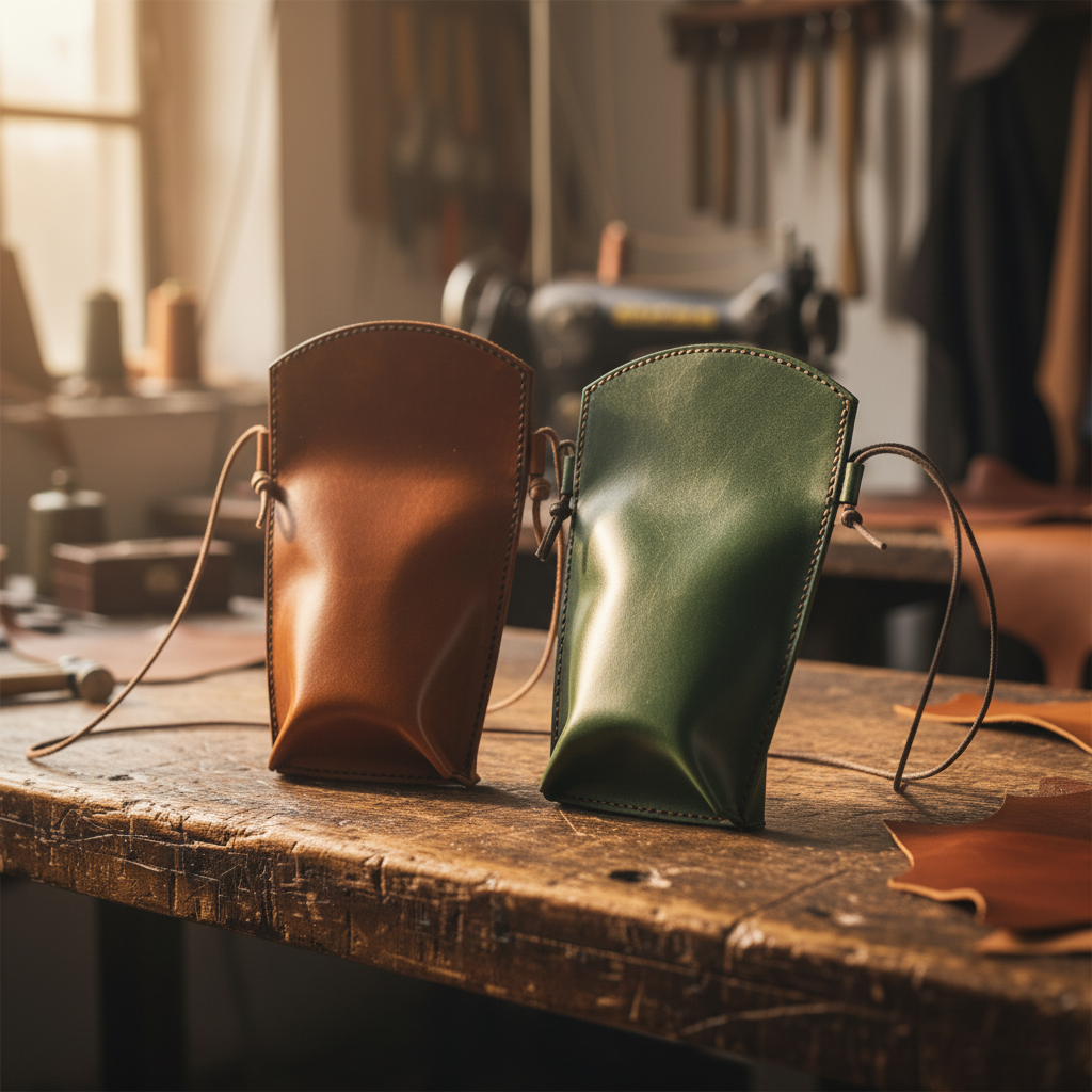 DEFF Design Premium Deri Boyun Askılı Telefon Çantası