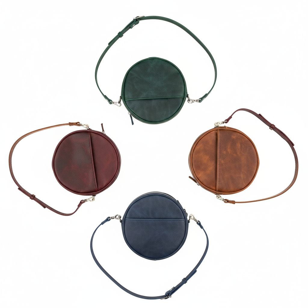 DEFF Design Premium Deri Yuvarlak Çapraz Çanta