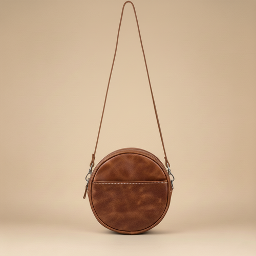 DEFF Design Premium Deri Yuvarlak Çapraz Çanta