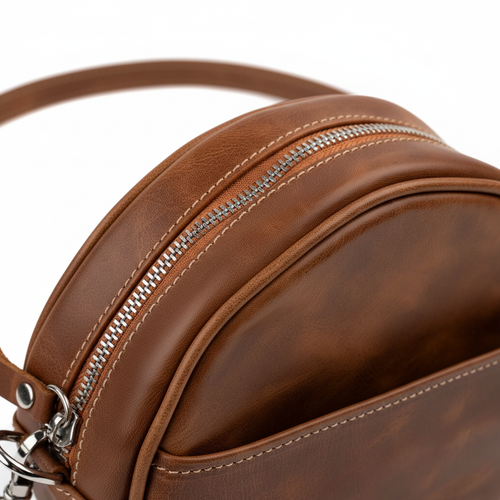 DEFF Design Premium Deri Yuvarlak Çapraz Çanta