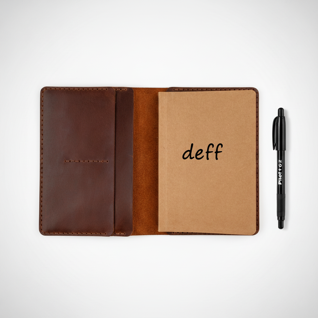 DEFF Design Premium Deri A6 Not Defteri Kılıfı + Notluk